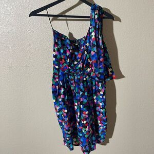 Addison Heart Colorful Geometric One-Shoulder Mini Dress